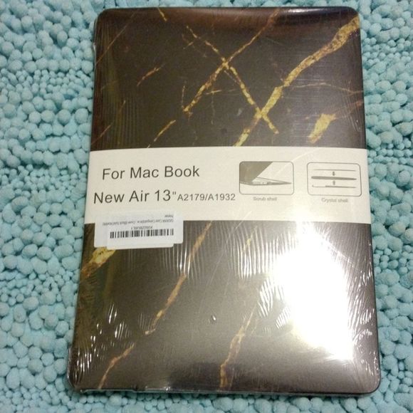 Nwt Mac Air 13" Hard Cover (Black, Gold) Marble Fits A2179/A1932 - Picture 1 of 6